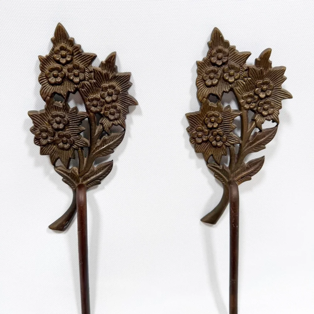 Vintage Set of Brass Sconces Art Nouveau Floral Candle Vase Votive Holders 9.75